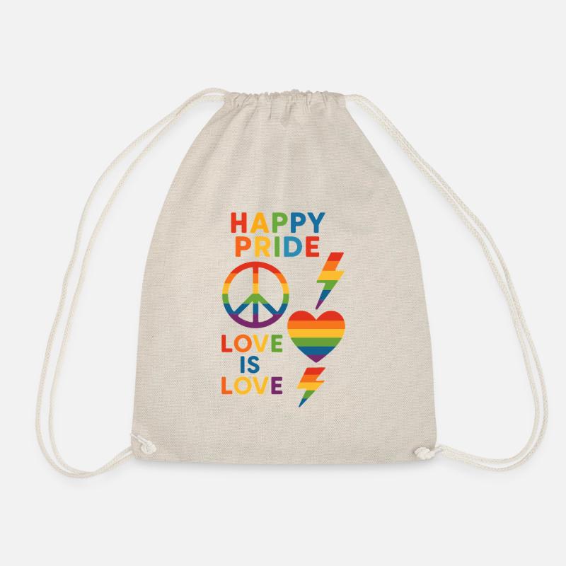 Happy Pride Heart Party CSD Rainbow - Drawstring Bag - nature