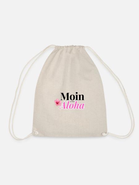 Moin ist mein Aloha mit der ikonischen Plumeria ;) - Turnbeutel - Natur