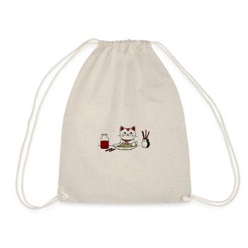 Cat and ramen - Drawstring Bag - nature - Front