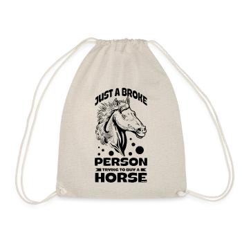 Horse horse stable riding stable gift idea - Drawstring Bag - nature - Front
