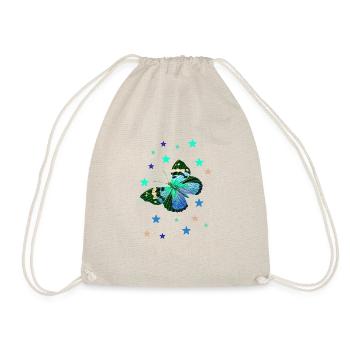 butterfly, stars, colorful, blue, butterfly - Drawstring Bag - nature - Front