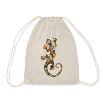 Gecko Reptile Silhouette With Ornaments 2 - Drawstring Bag - nature - Front