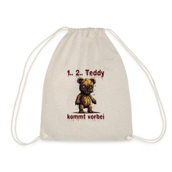 Zombie Teddy Halloween Horror Monster Blut - Turnbeutel - Natur - Vorne