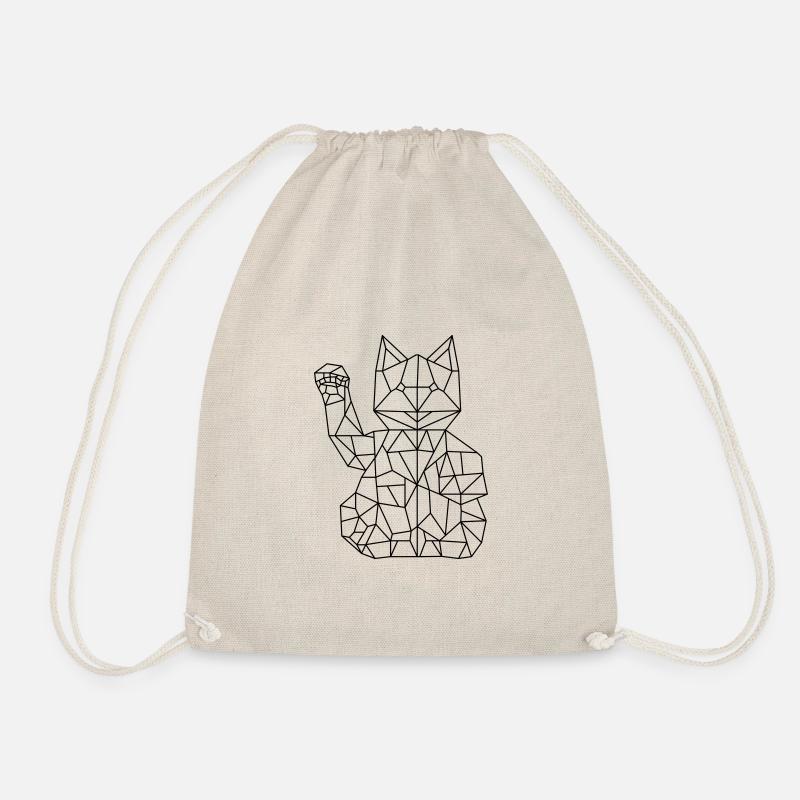 Fortune Cat Maneki-neko Polygon - Turnbeutel - Natur