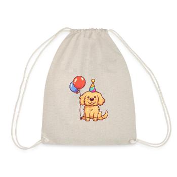 Golden Retriever Hunde Geburtstag Comic - Turnbeutel - Natur - Vorne
