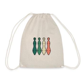 Retro Dulcimer Instrument Guitar - Drawstring Bag - nature - Front