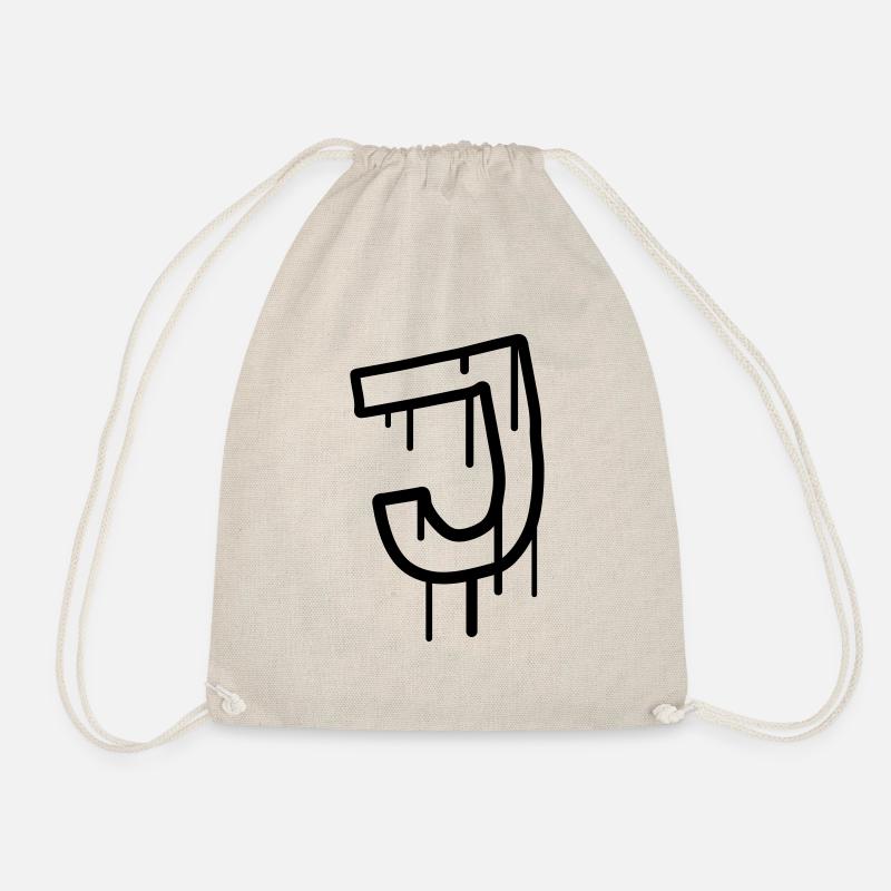 Letter J graffiti stamp - Drawstring Bag - nature