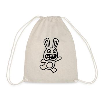 drawing cute rabbit stupid comic style cartoon fun - Drawstring Bag - nature - Front