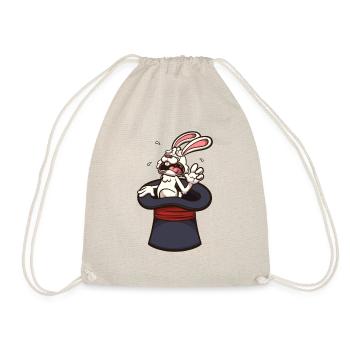 Frightened White Rabbit In Magician Hat - Drawstring Bag - nature - Front