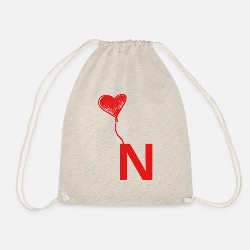 Buchstabe n Herz - Turnbeutel - Natur