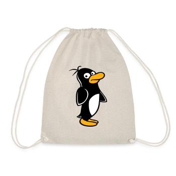 Penguin looks funny cautiously to the side - Drawstring Bag - nature - Front