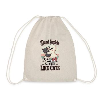 Dead Inside Cat Ghost Halloween Saying - Drawstring Bag - nature - Front