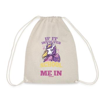 Unicorn girl loves school Enrollment - Drawstring Bag - nature - Front