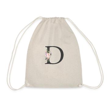 Lettre D, Monogramme, Fleurs - Sac de sport léger - nature - Devant