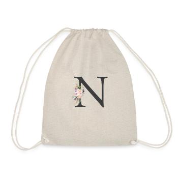Lettre N, Monogramme, Fleurs - Sac de sport léger - nature - Devant