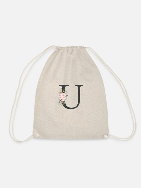 Buchstabe U, Monogramm, Blumen - Turnbeutel - Natur