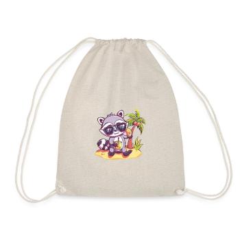 Raccoon Beer Funny Booze - Drawstring Bag - nature - Front
