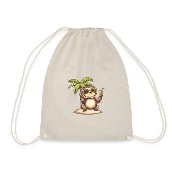 Sloth Summer Beach Comic - Drawstring Bag - nature - Front