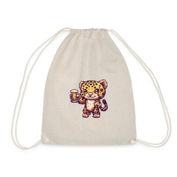 Leopard Beer Pixel - Drawstring Bag - nature - Front