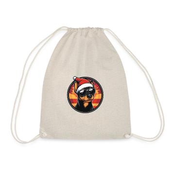 Pinscher Hund Weihnachten Cool - Turnbeutel - Natur - Vorne
