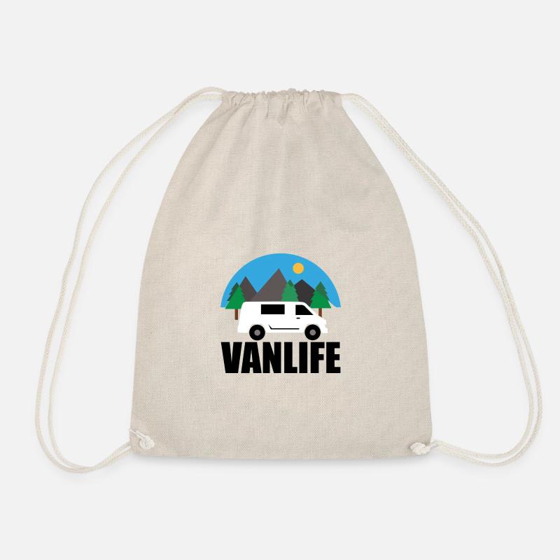 VAN LIFE - Berg - VAN Weiß - Turnbeutel - Natur