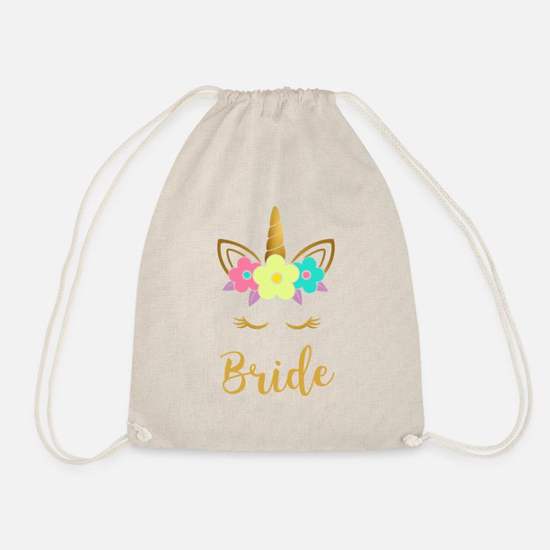 Unicorn Bride Wedding Bachelorette Gift - Drawstring Bag - nature