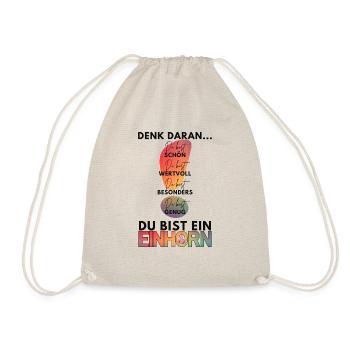 Denk daran - DU bist genug, du bist ein Einhorn! - Turnbeutel - Natur - Vorne