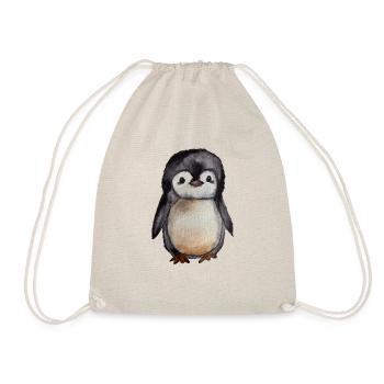 Small Cute Watercolor Penguin Hand Painted - Drawstring Bag - nature - Front