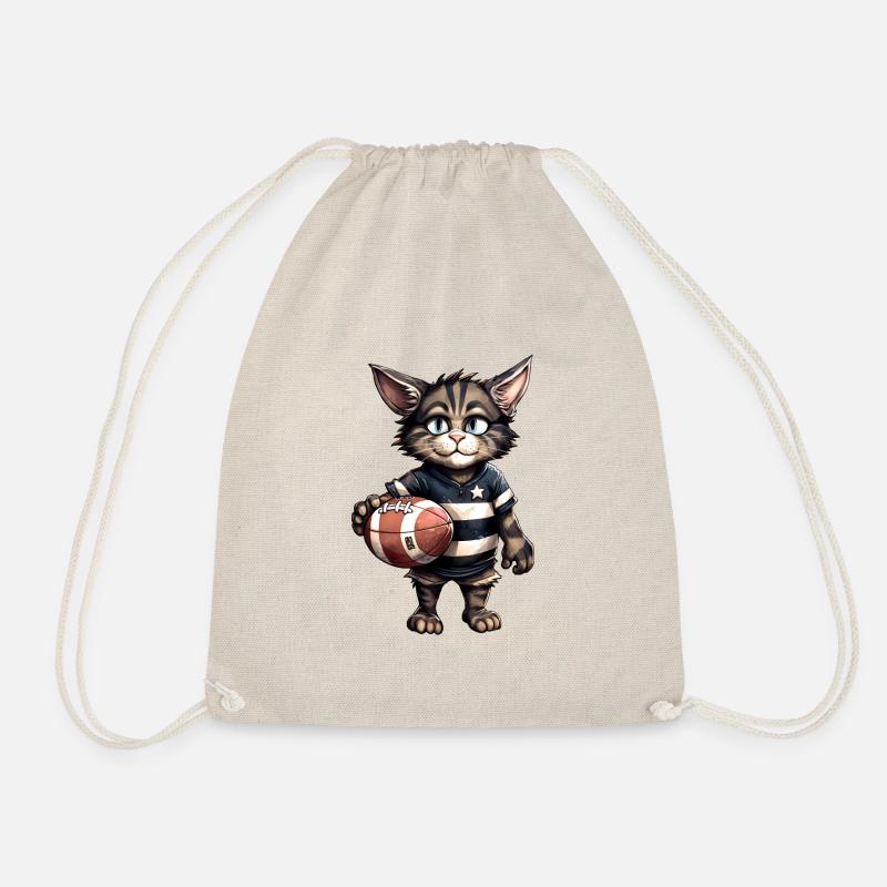 Katze Rugbyspieler - Turnbeutel - Natur
