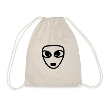 Emoji Sketch Alien black - Drawstring Bag - nature - Front