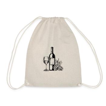 Wine Glass Grapes Wine - Drawstring Bag - nature - Front