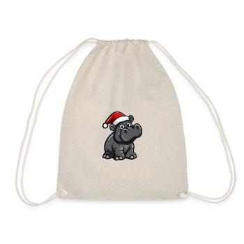 Nilpferd Weihnachten - Turnbeutel - Natur - Vorne