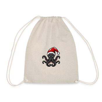 Oktopus Weihnachten - Turnbeutel - Natur - Vorne