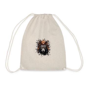 Wolf Head Portrait Crown - Drawstring Bag - nature - Front