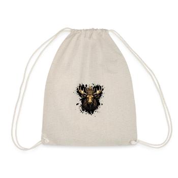 Moose Head Portrait Crown - Drawstring Bag - nature - Front