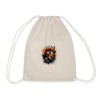 Spartaner Porträt Helm Gladiator Logo - Turnbeutel - Natur - Vorne