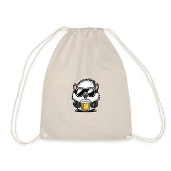 Hedgehog Ski Beer - Drawstring Bag - nature - Front