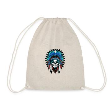 Apache Indian Chief Skull - Drawstring Bag - nature - Front
