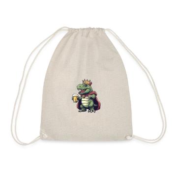 Dinosaur T-Rex Beer Funny - Drawstring Bag - nature - Front