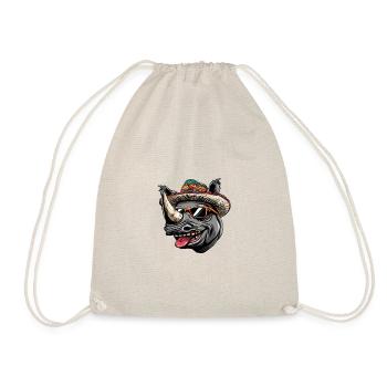 Nashorn Lustig Sombrero - Turnbeutel - Natur - Vorne