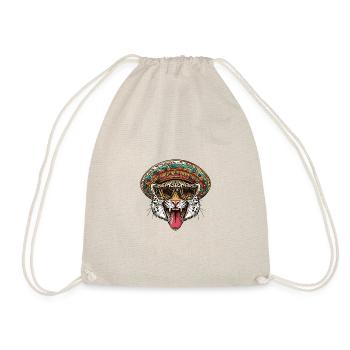 Leopard Comic Lustig Sombrero - Turnbeutel - Natur - Vorne