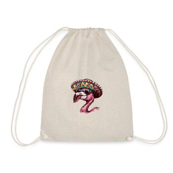 Flamingo Comic Funny Sombrero - Drawstring Bag - nature - Front