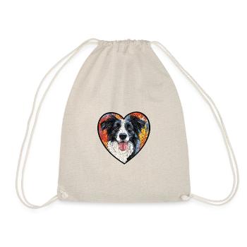 Border Collie Dog Heart Love - Drawstring Bag - nature - Front