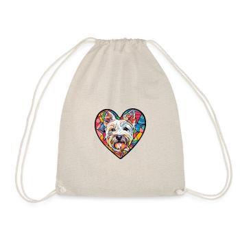 West Highland Terrier Hund Herz Liebe - Turnbeutel - Natur - Vorne