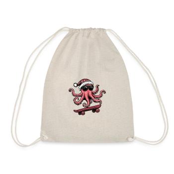 Oktopus Weihnachten Lustig - Turnbeutel - Natur - Vorne