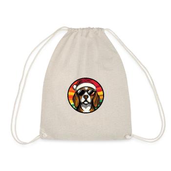 Beagle Dog Christmas Cool - Drawstring Bag - nature - Front