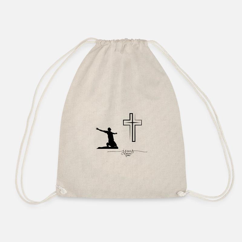 jesus loves you - Drawstring Bag - nature
