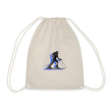 Ski Fahren Skiing Frau Symbol - Turnbeutel - Natur - Vorne