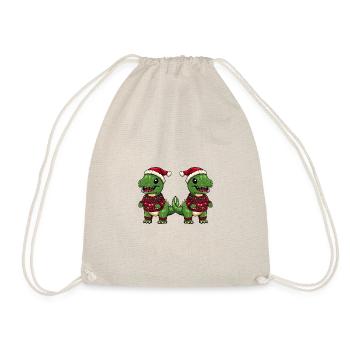 Dinosaur T-Rex Christmas Team - Drawstring Bag - nature - Front