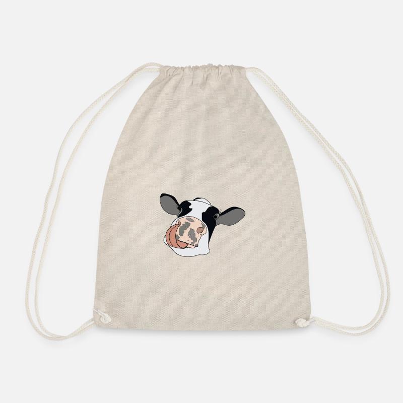 Cow with tongue - Drawstring Bag - nature